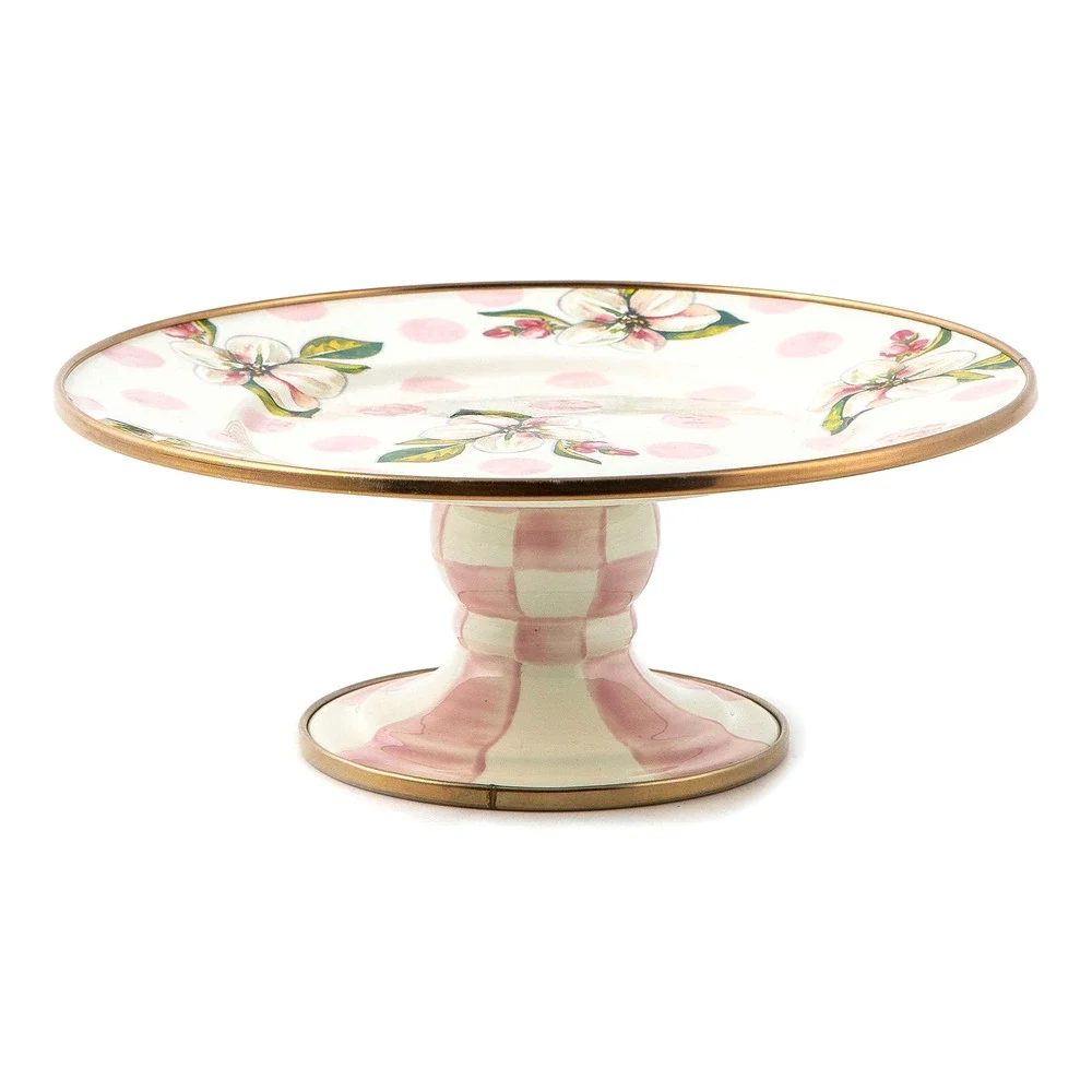NEW Mackenzie-Childs Wildflowers Pink Mini Pedestal Platter